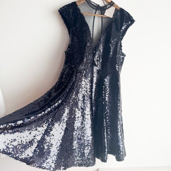 NWT Free People Dance Till Dawn Black Sequin Large Dress - Picture 4 of 5